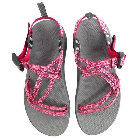 Chaco ZX/1 EcoTread Pink Strappy Hiking Outdoor Sandals Girl's Size 6 - Picture 3 of 11